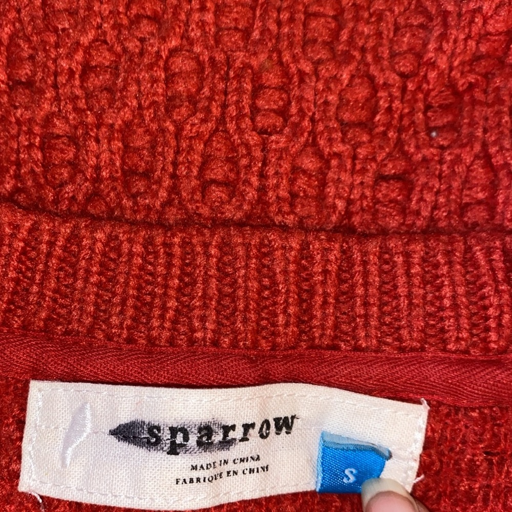 Anthro Sparrow Wool Blend Rust Dark Coral Wool Blend Sweater - Picture 8 of 12